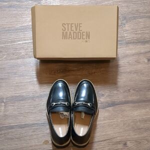 Steve Madden kids Black Leather Loafers